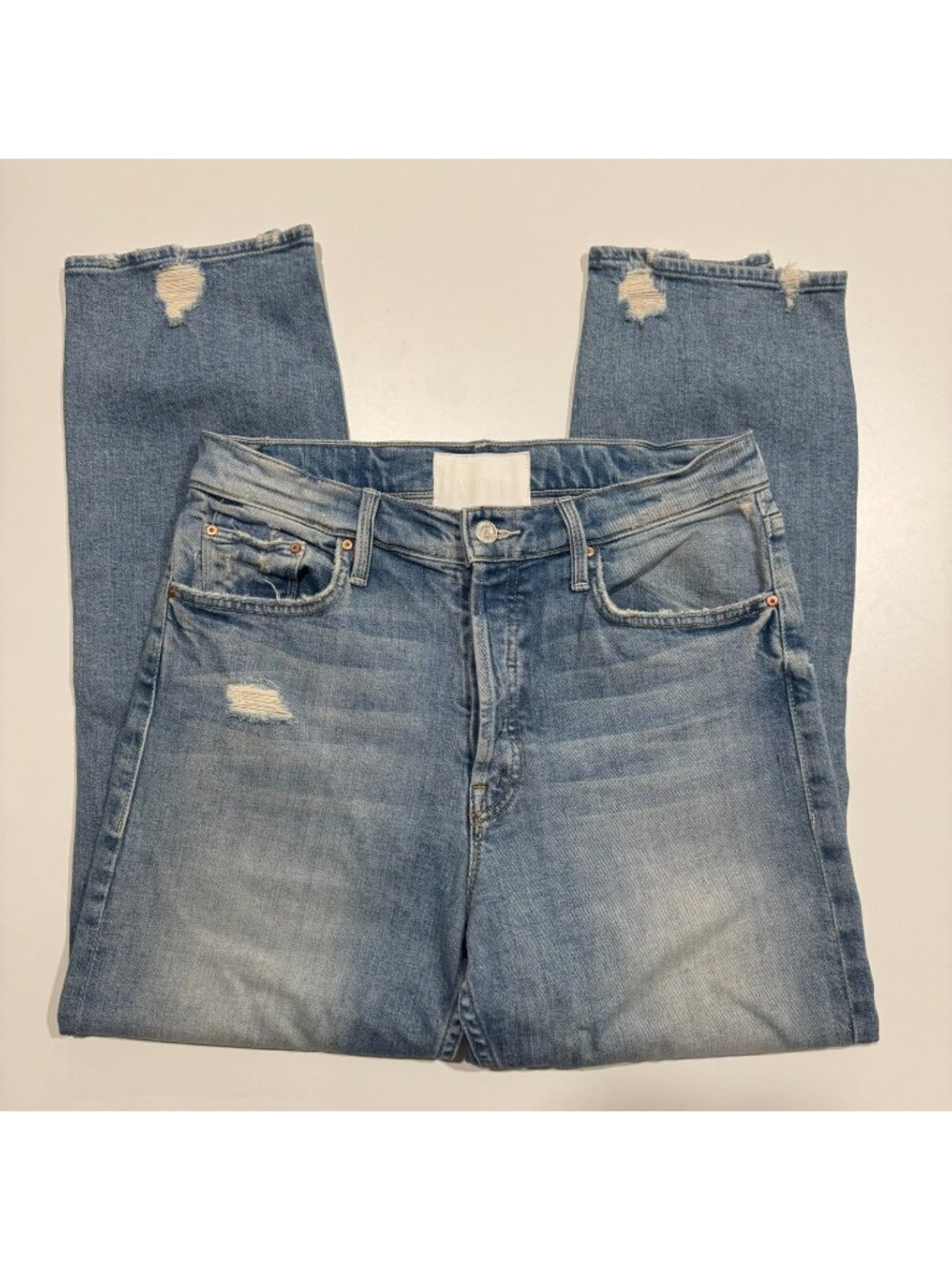 Mother Superior 'The Tomcat' Straight Jeans in 'The Confession' Size 29 Distress